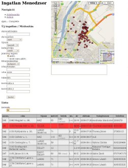 ingatlanok oldal képernyőkép